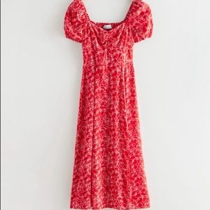 &Other Stories Flowy Puff Sleeve Mido Dress